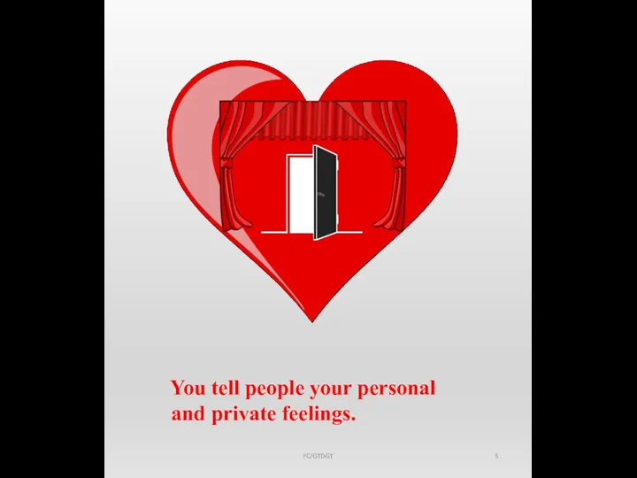 You tell people your personal and private feelings. FC/GTDGT