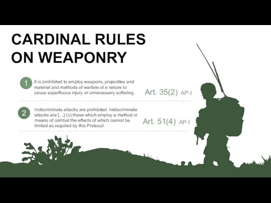 CARDINAL RULES ON WEAPONRY 2 1 Indiscriminate attacks are prohibited.