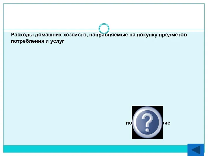 Расходы домашних хозяйств, направляемые на покупку предметов потребления и услуг Личные потребительские расходы