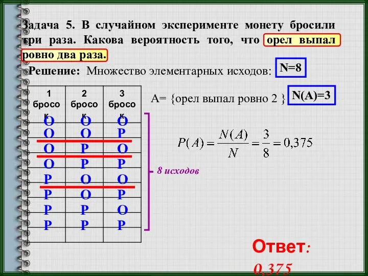 Решение: О О О О О О Р Р Р