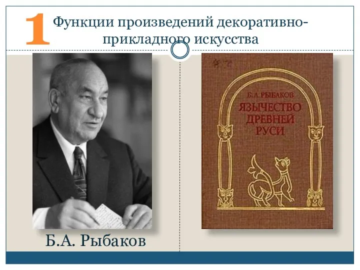 1 Функции произведений декоративно-прикладного искусства Б.А. Рыбаков