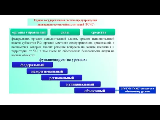 СПб ГУП “ПСКК” относится к объектовому уровню