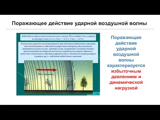 Поражающее действие ударной воздушной волны характеризуется избыточным давлением и динамической нагрузкой Поражающее действие ударной воздушной волны