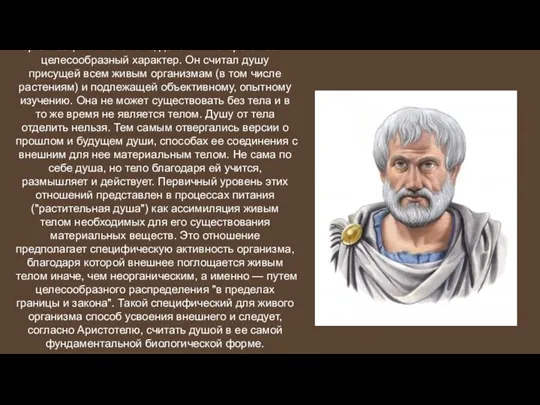 Душа мыслилась Аристотелем как способ организации живого тела, действия которого
