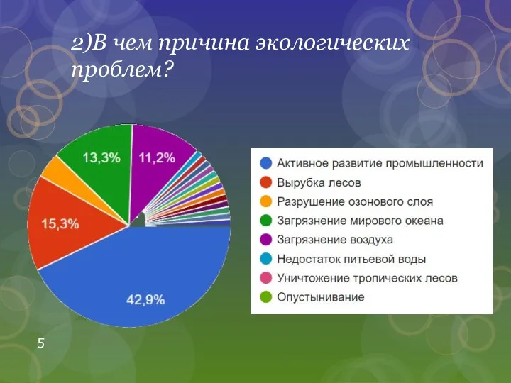 2)В чем причина экологических проблем?