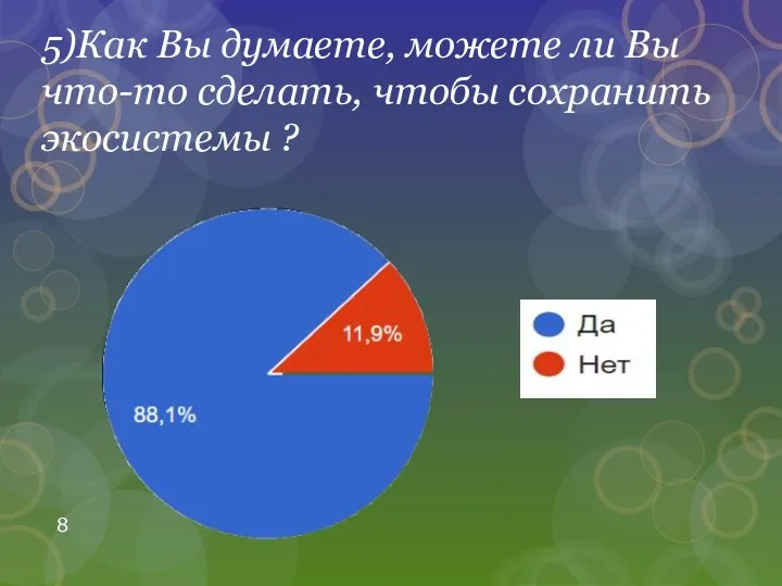 5)Как Вы думаете, можете ли Вы что-то сделать, чтобы сохранить экосистемы ?