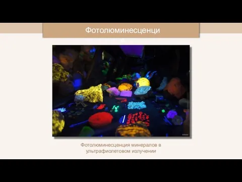 Фотолюминесценция Фотолюминесценция минералов в ультрафиолетовом излучении Ivtorov