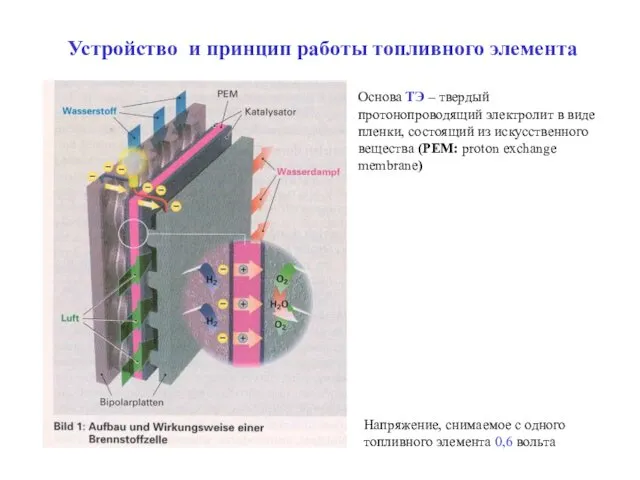 Устройство и принцип работы топливного элемента Основа ТЭ – твердый