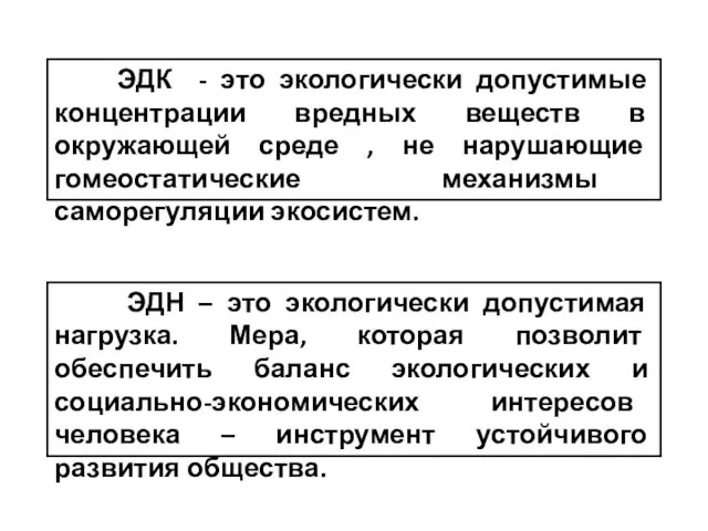 ЭДК - это экологически допустимые концентрации вредных веществ в окружающей