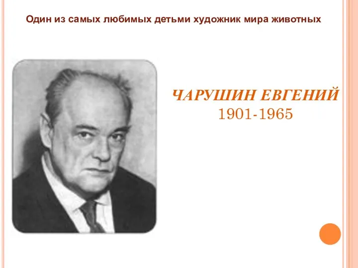 ЧАРУШИН ЕВГЕНИЙ 1901-1965 Один из самых любимых детьми художник мира животных