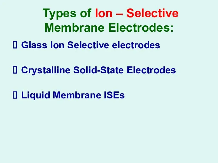 Types of Ion – Selective Membrane Electrodes: Glass Ion Selective