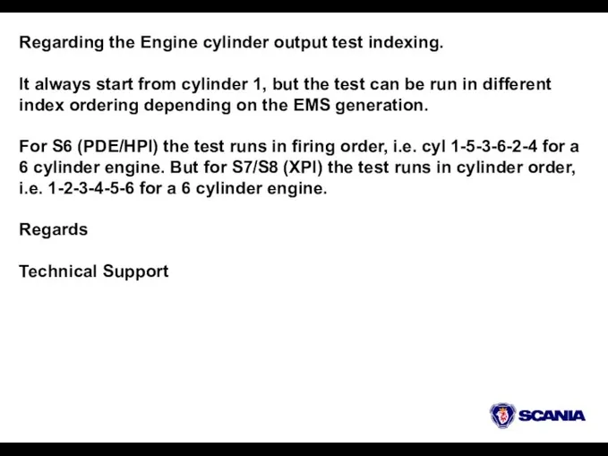 Regarding the Engine cylinder output test indexing. It always start