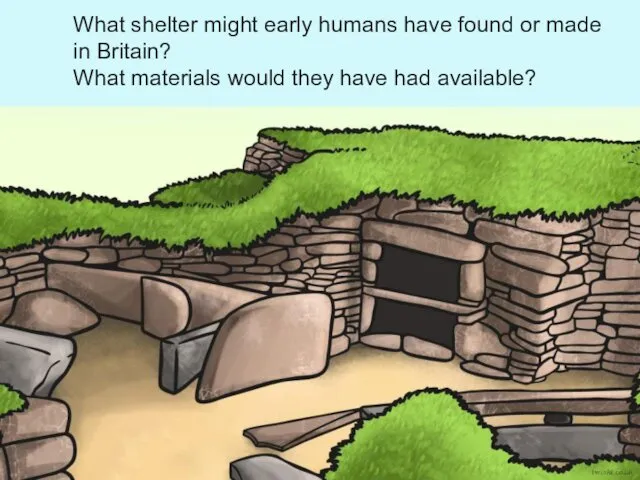 What shelter might early humans have found or made in Britain? What materials