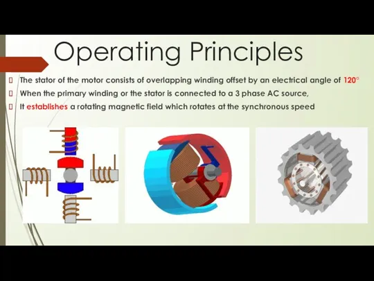 Operating Principles The stator of the motor consists of overlapping