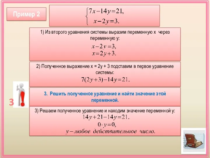 1) Из второго уравнения системы выразим переменную х через переменную