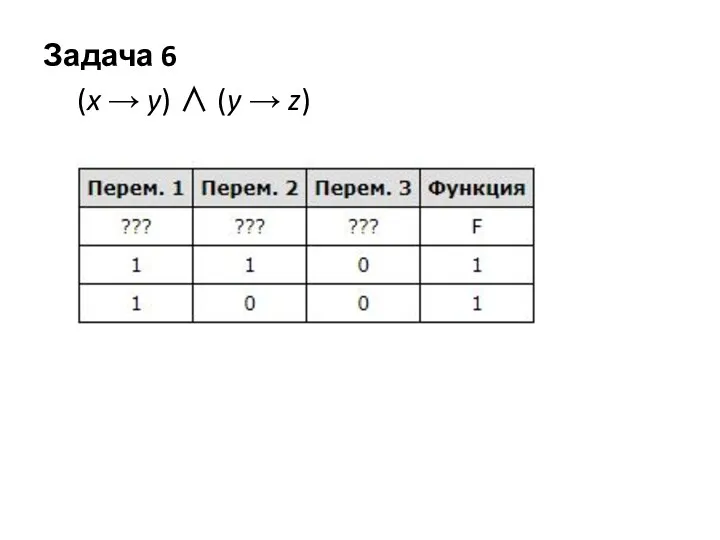 Задача 6 (x → y) ∧ (y → z)