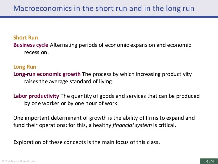 Macroeconomics in the short run and in the long run