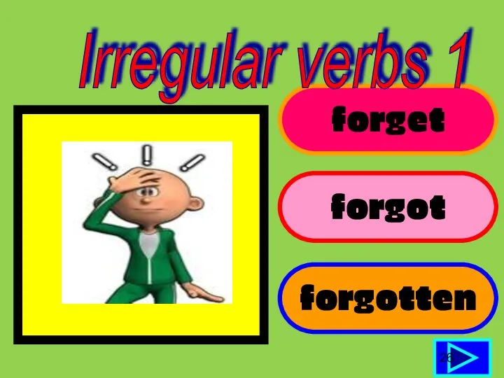 forget forgot forgotten 26 Irregular verbs 1
