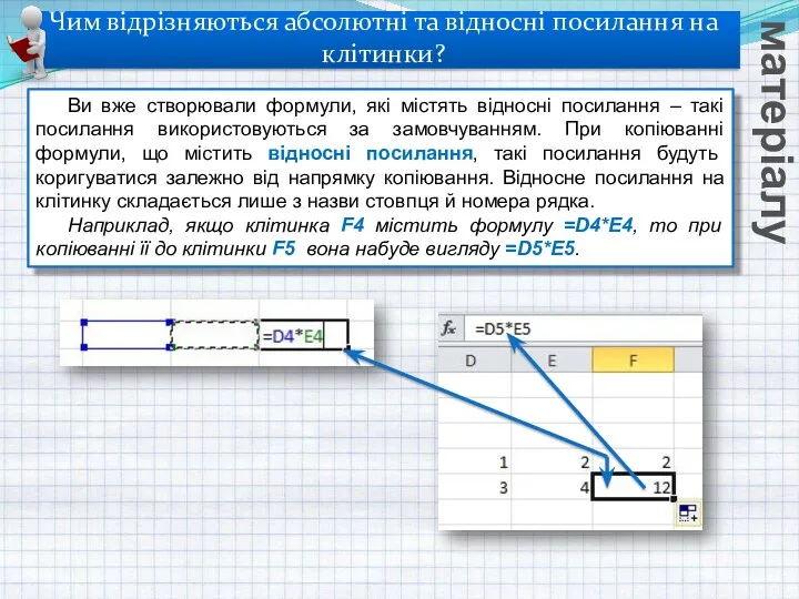 Чим відрізняються абсолютні та відносні посилання на клітинки? Вивчення нового