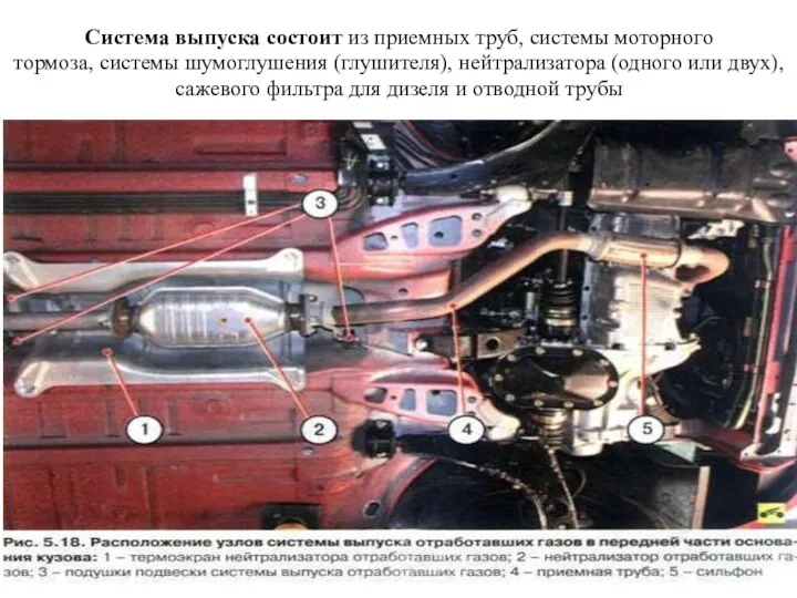 Система выпуска состоит из приемных труб, системы моторного тормоза, системы