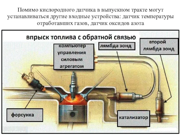 Помимо кислородного датчика в выпускном тракте могут устанавливаться другие входные