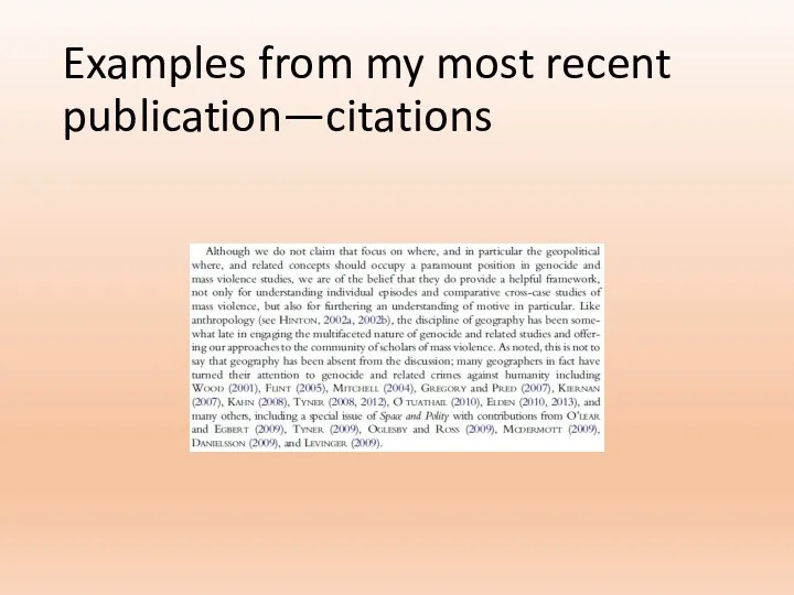 Examples from my most recent publication—citations