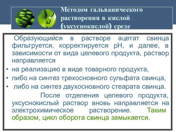 Методом гальванического растворения в кислой (уксуснокислой) среде Образующийся в растворе