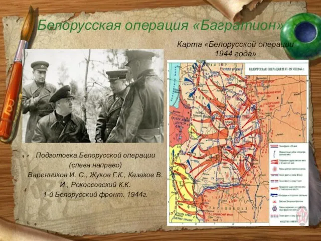 Белорусская операция «Багратион» Карта «Белорусской операции 1944 года» Подготовка Белорусской