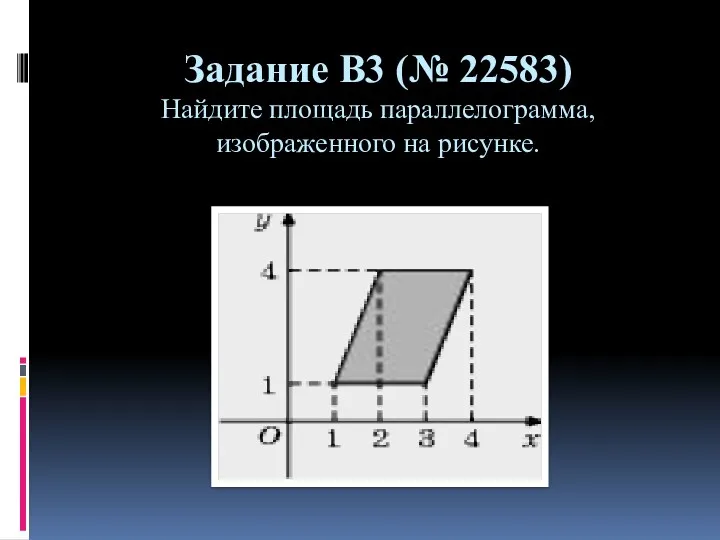 Задание B3 (№ 22583) Найдите площадь параллелограмма, изображенного на рисунке.