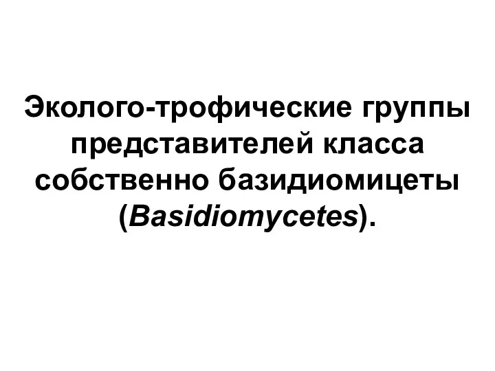 Эколого-трофические группы представителей класса собственно базидиомицеты (Basidiomycetes).