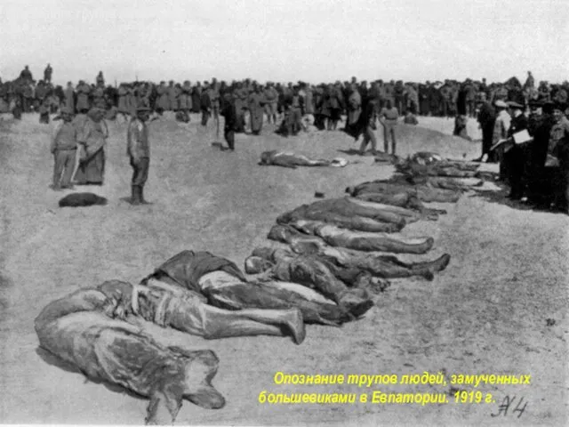 Опознание трупов людей, замученных большевиками в Евпатории. 1919 г. Опознание