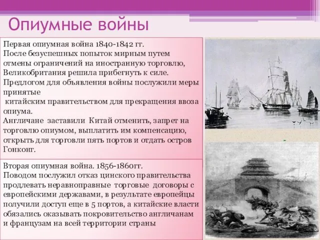 Опиумные войны Первая опиумная война 1840-1842 гг. После безуспешных попыток