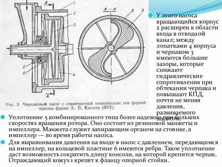 Уплотнение 5 комбинированного типа более надежно при больших скоростях вращения