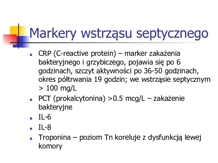 Markery wstrząsu septycznego CRP (C-reactive protein) – marker zakażenia bakteryjnego
