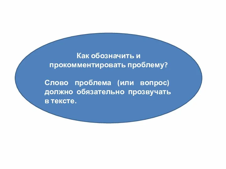 Как обозначить и прокомментировать проблему? Слово проблема (или вопрос) должно обязательно прозвучать в тексте.