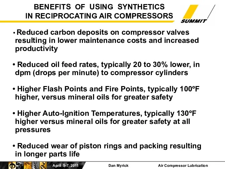 BENEFITS OF USING SYNTHETICS IN RECIPROCATING AIR COMPRESSORS Reduced carbon