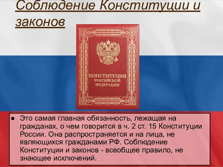 Это самая главная обязанность, лежащая на гражданах, о чем говорится