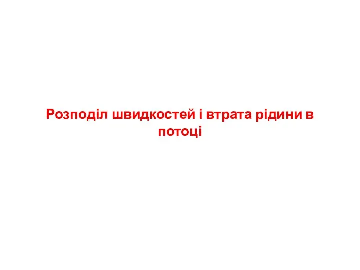 Розподіл швидкостей і втрата рідини в потоці