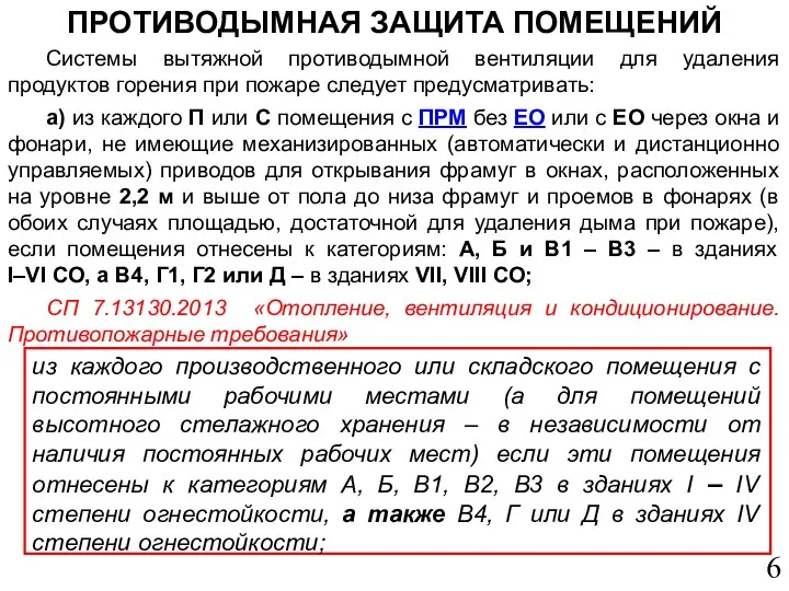 Системы вытяжной противодымной вентиляции для удаления продуктов горения при пожаре