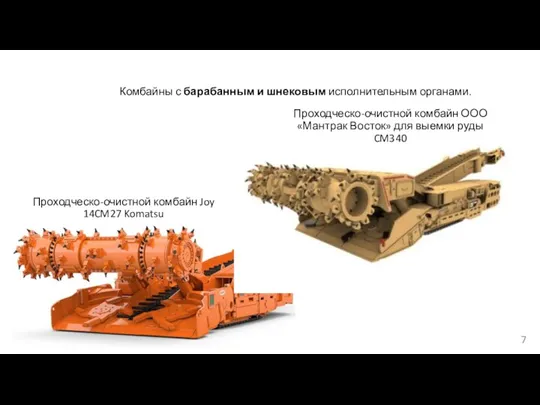 Комбайны с барабанным и шнековым исполнительным органами. Проходческо-очистной комбайн Joy