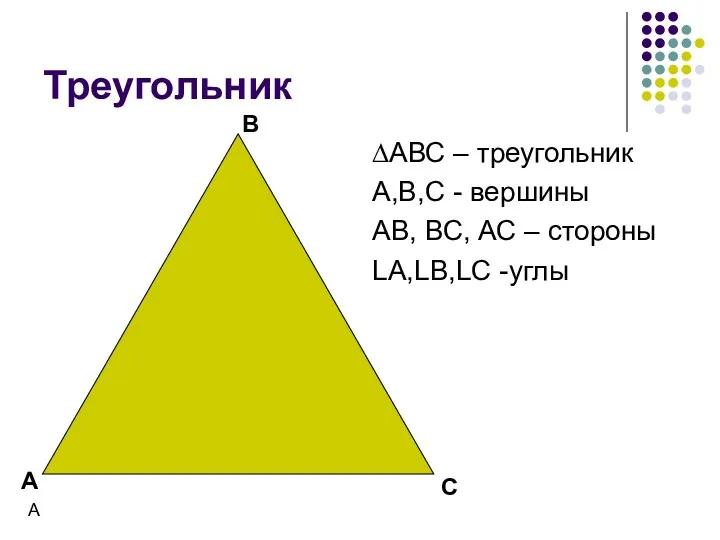 Треугольник ∆АВС – треугольник А,В,С - вершины АВ, ВС, АС