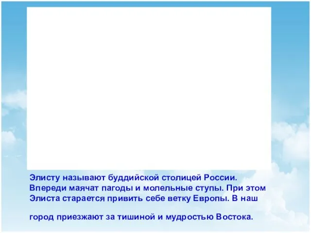 Элисту называют буддийской столицей России. Впереди маячат пагоды и молельные