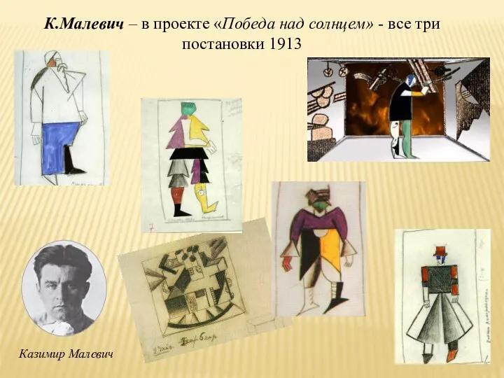 К.Малевич – в проекте «Победа над солнцем» - все три постановки 1913 Казимир Малевич