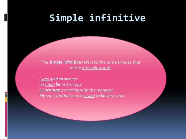 Simple infinitive The simple infinitive refers to the same time