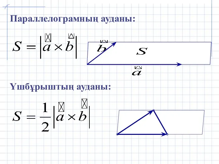 Параллелограмның ауданы: Үшбұрыштың ауданы: