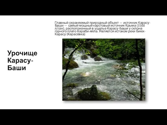 Урочище Карасу-Баши Главный охраняемый природный объект — источник Карасу-Баши —