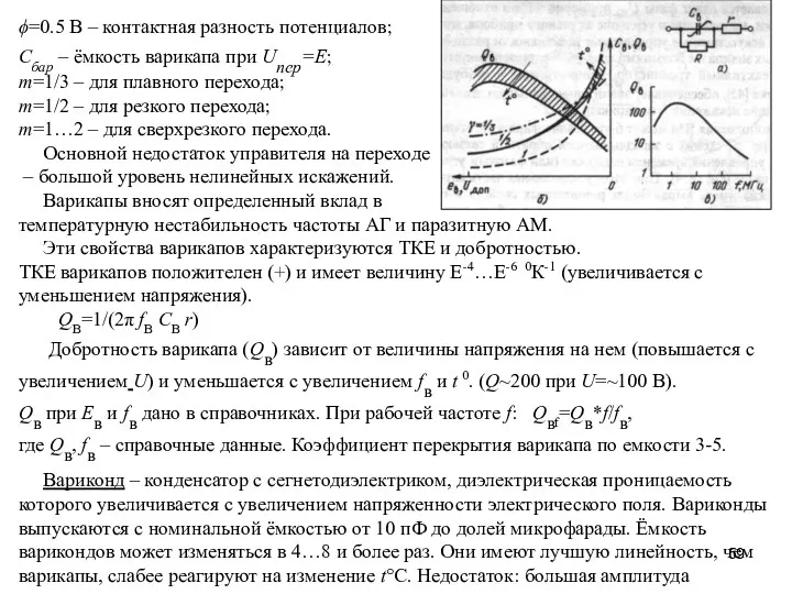 ϕ=0.5 В – контактная разность потенциалов; Сбар – ёмкость варикапа