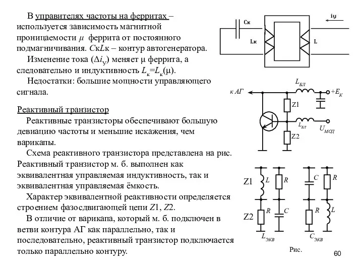 В управителях частоты на ферритах – используется зависимость магнитной проницаемости