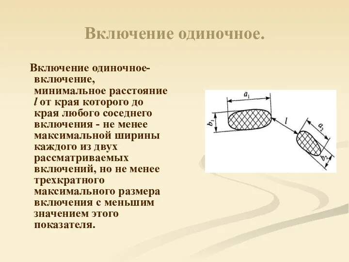 Включение одиночное. Включение одиночное-включение, минимальное расстояние l от края которого