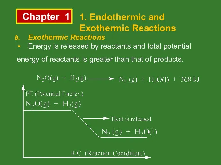 Chapter 1 1. Endothermic and Exothermic Reactions Exothermic Reactions Energy